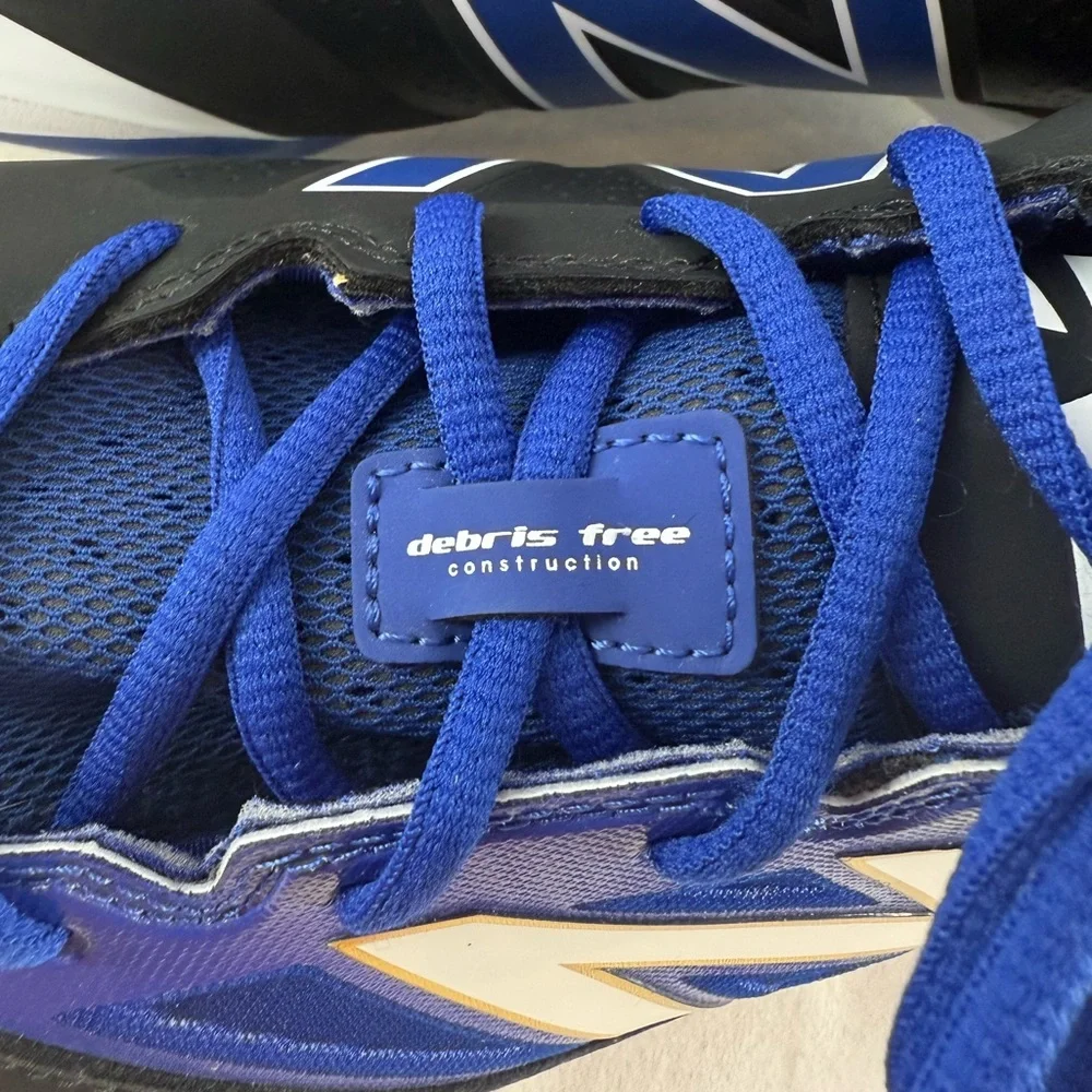 NEW New Balance Lace Up Baseball Spikes in Black Blue Low‎ Top Size 16